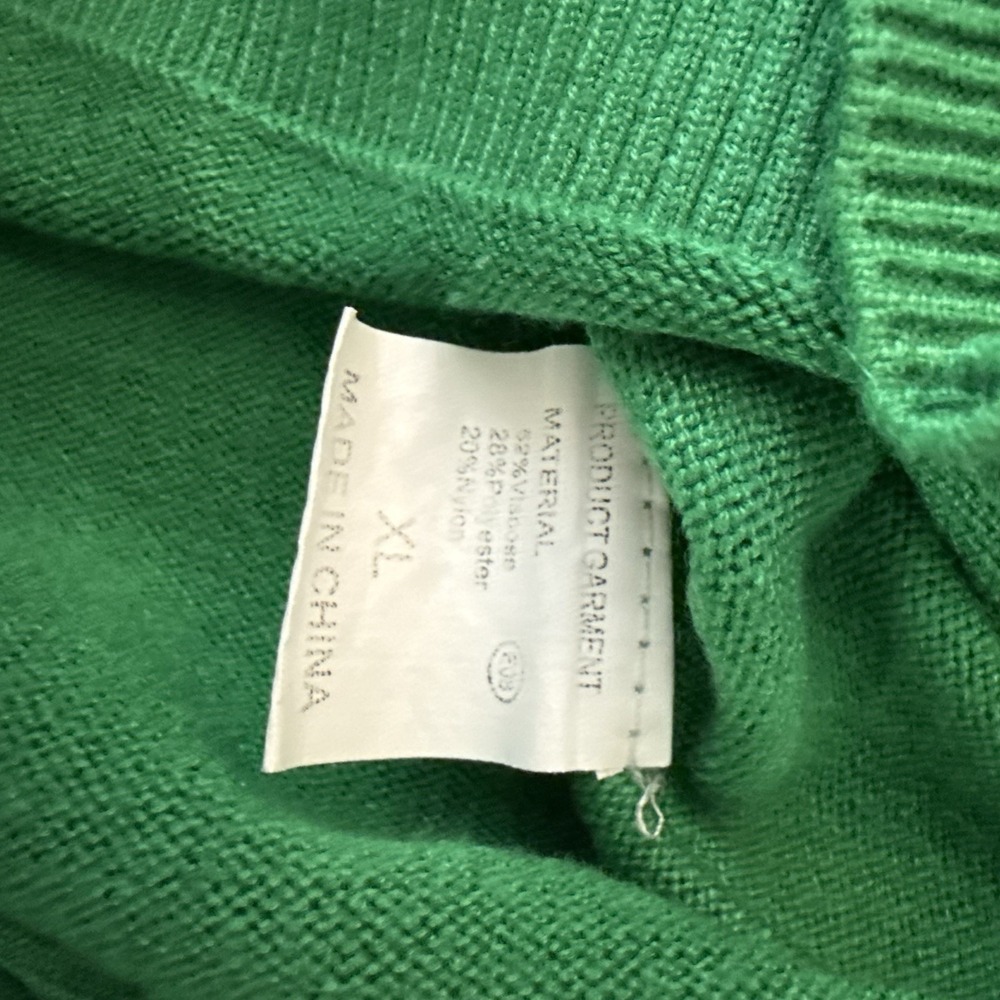 Kelly Green Sweater Mock Neck Size XL Pullover Long Sleeve Knit Details - Picture 7 of 8